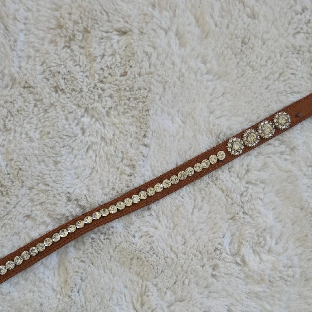 Shyanne Girls Ostrish Leather Rhinestone Belt